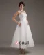 Lace Applique Satin Yarn Strapless Short Mini Wedding Dresses