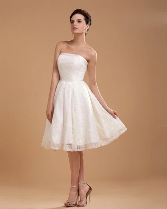 Lace Embroidery Short Bridal Gown Wedding Dress