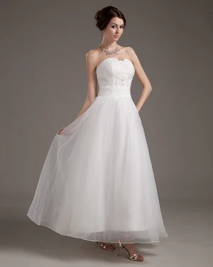 Satin Organza Bead Mini Wedding Dresses