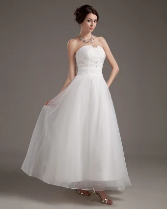 Satin Organza Bead Mini Wedding Dresses