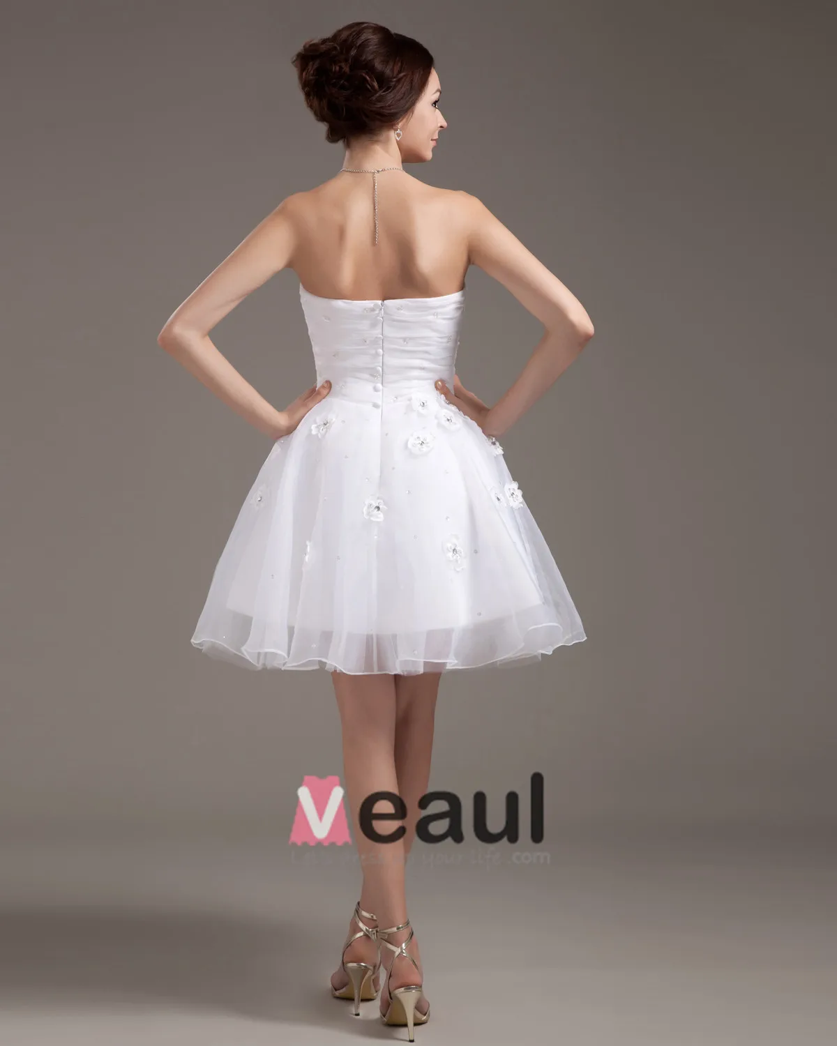 knee length dresses for ladies Sheath Off-The-Shoulder Sleeveless Satin Short Mini Wedding Dress With main image 1