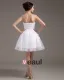 Sleeveless Mesh Satin Flowers Beading Short Mini Wedding Dresses