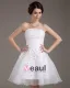 Sleeveless Mesh Satin Flowers Beading Short Mini Wedding Dresses