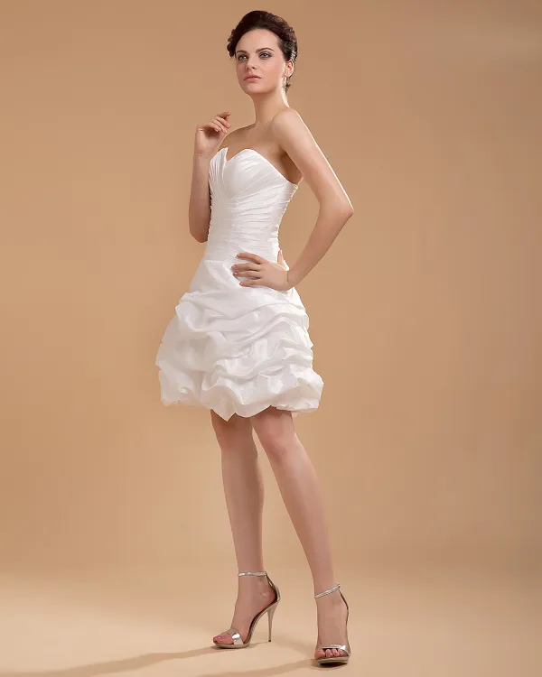 Taffeta Ruffle Sweetheart Knee Length Mini Bridal Gown Wedding Dress/Graduation Dresses