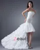 Taffeta Ruffles Strapless Asymmetrical Bridal Gown Wedding Dress