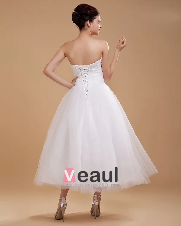 Yarn Satin Strapless Knee Length Mini Wedding Dresses