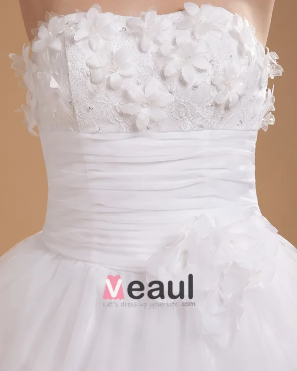 Yarn Satin Strapless Knee Length Mini Wedding Dresses