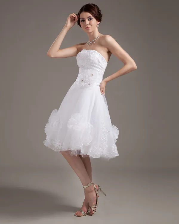 Yarn Strapless Layered Short Bridal Gown Wedding Dresses