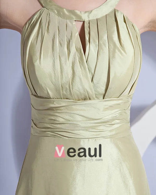 Une Ligne De Support De Longueur De Plancher De Taffetas Robe De Demoiselle D'honneur Sans Manches