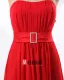A-line Strapless Knee-Length Satin Chiffon Bridesmaid Dress