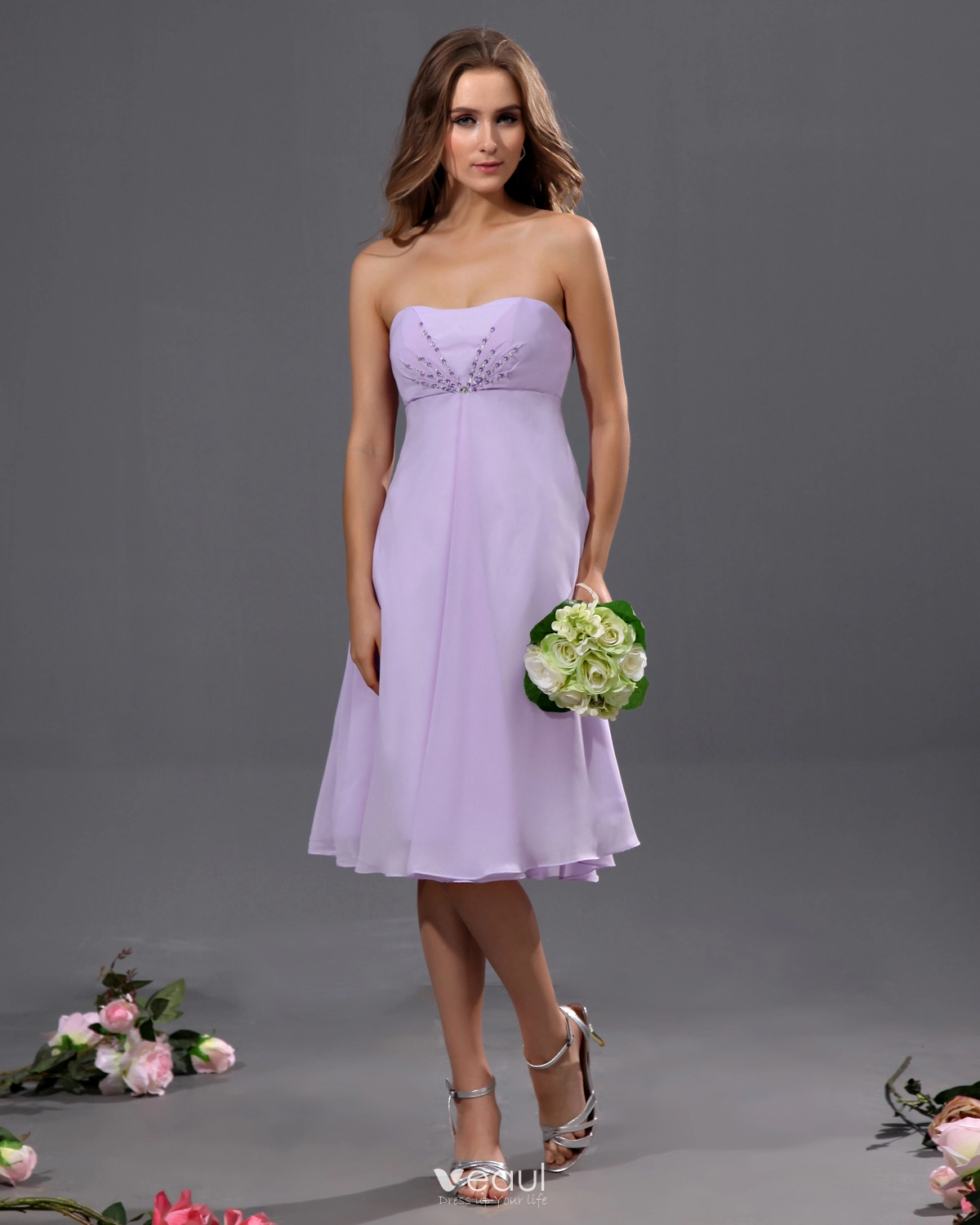 princess polly baby blue dress Fable Charming A-Line V-Neck Ruched Satin Bridesmaid Dresses, Dusty Blue