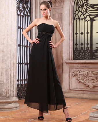 Belle Longueur Robe De Demoiselle D Honneur De Mousseline De Soie Etage
