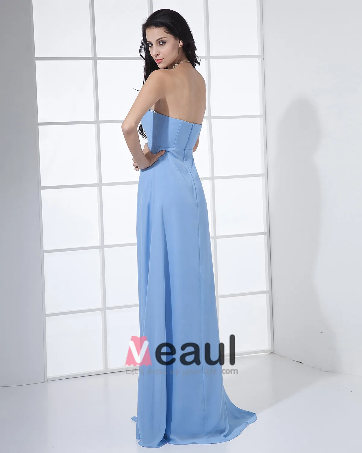 Chiffon Beading Kjaereste Gulv Lengde Brudepikekjoler