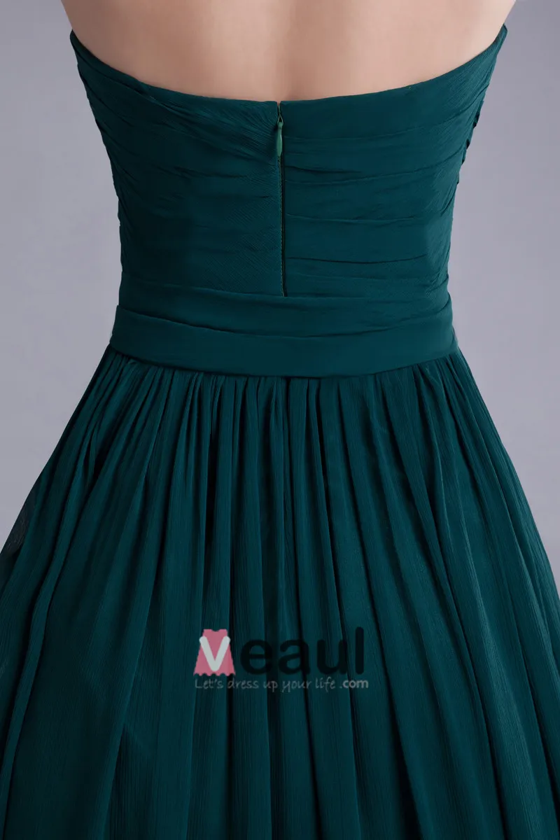 Chiffon Sløyfe Kjaereste Gulv Lengde Plissert Brudepikekjoler