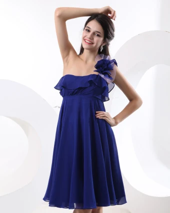 Mousseline De Soie Fleur De La Main De L Epaule Volants Robe De Demoiselle D Honneur