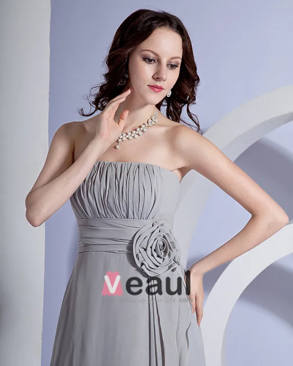 Chiffon Ruches Bloem Vloerlengte Bruidsmeisjes Jurken