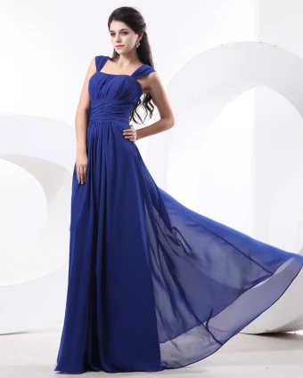 Chiffon Ruches Schouderbanden Vloerlengte Bruidsmeisjes Jurken