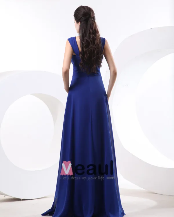 Chiffon Ruffle Shoulder Straps Floor Length Bridesmaid Dress Gown