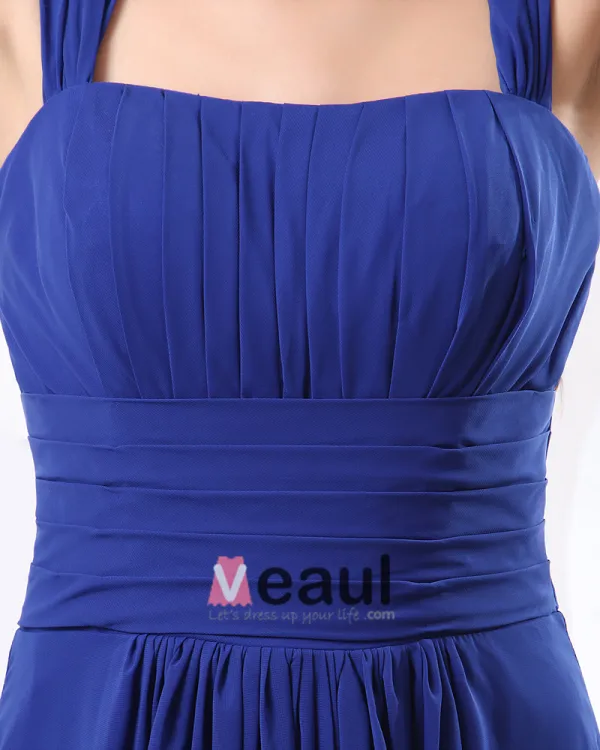 Chiffon Ruffle Shoulder Straps Floor Length Bridesmaid Dress Gown