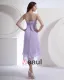 Chiffon Spaghetti Straps Tea Length Bridesmaid Dress Gown