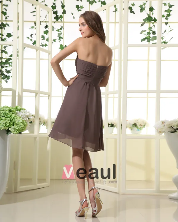 Chiffon Kjaereste Halsen Sash Knelange Brudepikekjoler