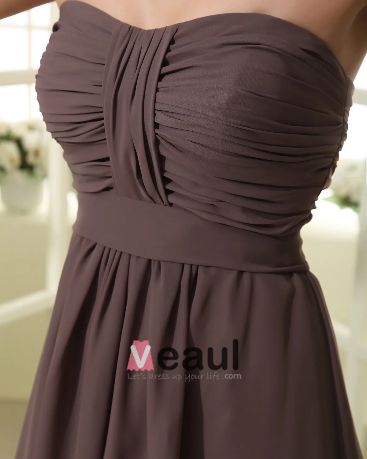 Chiffon Kjaereste Halsen Sash Knelange Brudepikekjoler