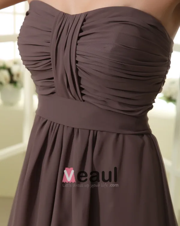Chiffon Kjaereste Halsen Sash Knelange Brudepikekjoler