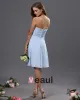 Fashion A-line Strapless Chiffon Tea-length Bridesmaid Dress