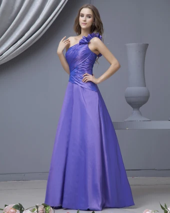Fashion Taffeta One Shoulder Floor Length Bridesmaid Dresses