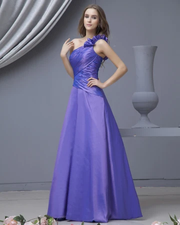Fashion Taffeta One Shoulder Floor Length Bridesmaid Dresses