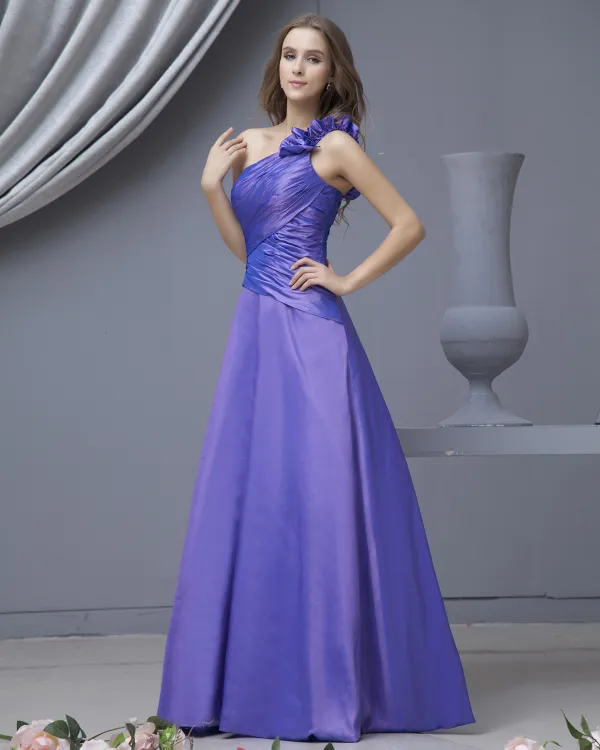 single shoulder taffeta bridesmaid dresses