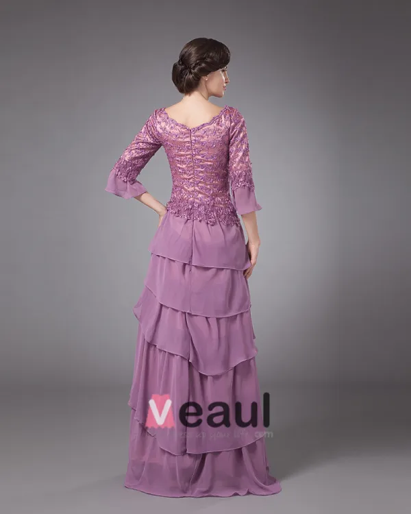 Absorbing Jewel Floor Length Chiffon Lace Mothers of Bride Special Guests Dresses