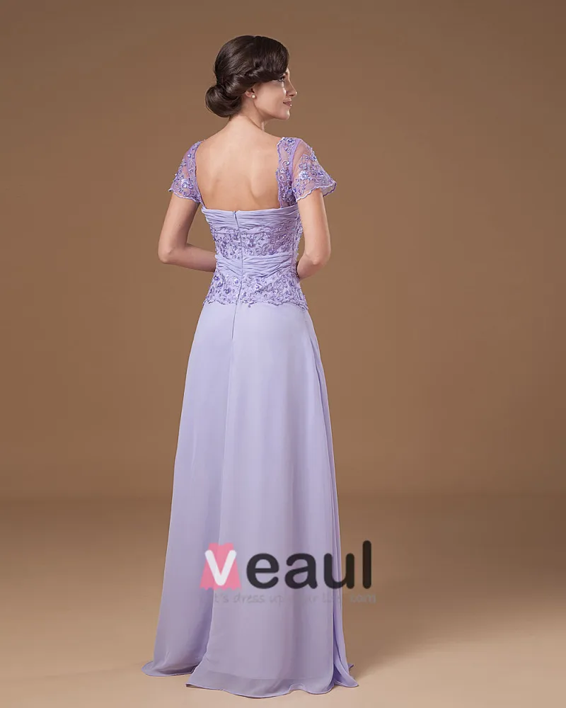 Absorberende Kjaereste Gulv Lengde Chiffon Beading Modre Av Bruden Spesielle Gjester Kjole