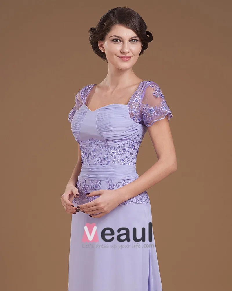 Absorberende Kjaereste Gulv Lengde Chiffon Beading Modre Av Bruden Spesielle Gjester Kjole