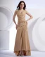 Absorberende V-hals Gulv Lengde Taffeta Applikere Beading Modre Av Bruden Spesielle Gjester Kjole