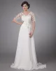 Chiffon Applique V-Neck Ankle Length Wedding Dress