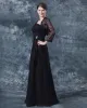 Chiffon Lace Pleated Queen Anne Floor Length Mothers of Bride Guests Dresses