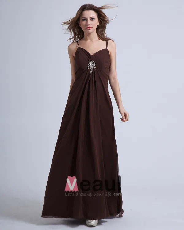 Mousseline De Soie Plissee Volants Col En V Longueur Cheville Meres De Clients Robe De Mariée
