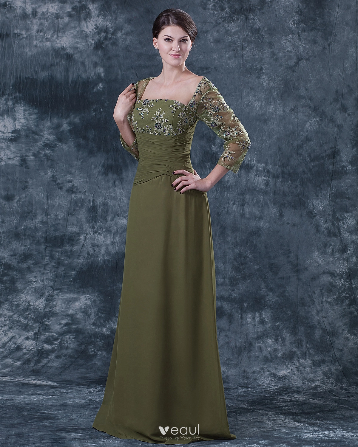 Olive Green Mother Wedding Dress