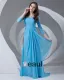 Square Beading Pleated Floor Length Chiffon Mother of the Bride Dress