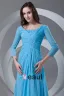 Square Beading Pleated Floor Length Chiffon Mother of the Bride Dress