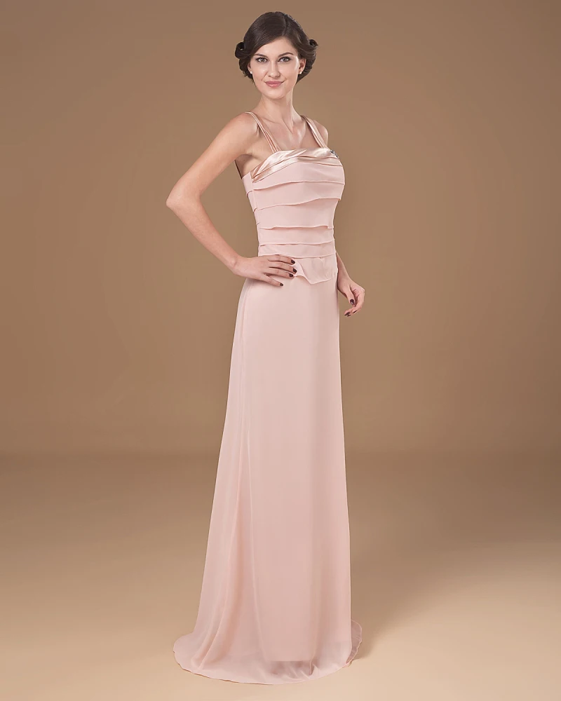 Kvadrat Gulv Lengde Chiffon Modre Av Bruden Spesielle Gjester Kjole