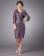 Stylish Square Knee Length Taffeta Lace Beading Mothers of Bride Guests Dresses