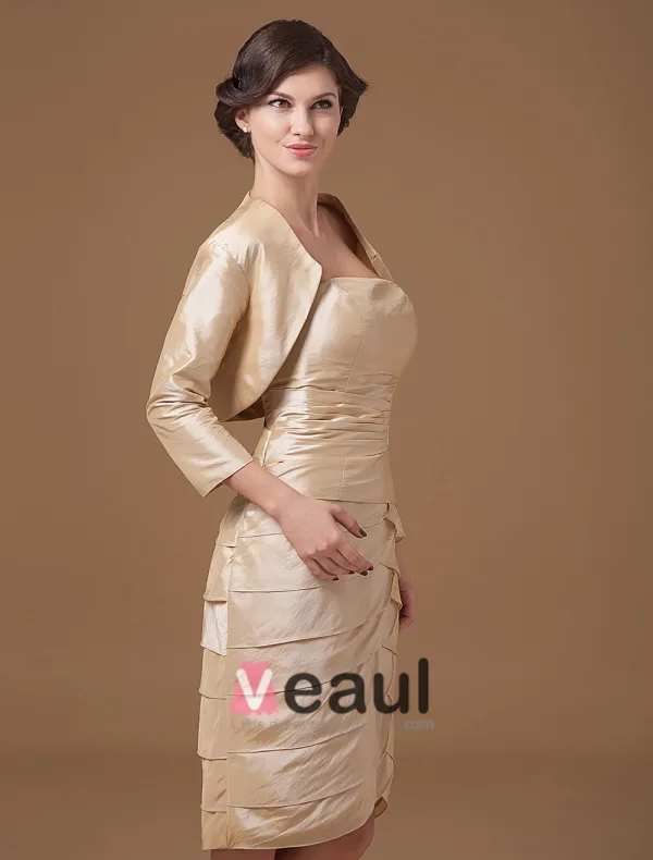 Wonderful Square Knee Length Satin Beading Mothers of Bride Special Guests Dress