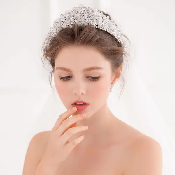 Luxus Kristall-flash-diamant Mit Großer Krone Tiara / Hochzeit Tiara