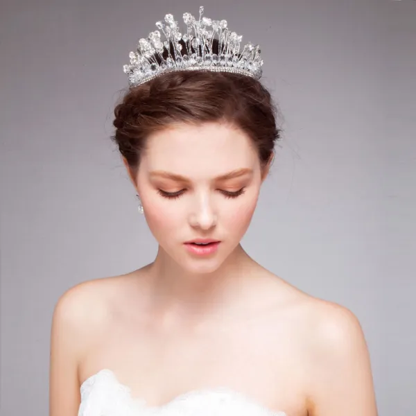 White Bridal Crown/Handmade Crystal Wedding Tiara /Hair Accessories