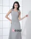 Floor Length Sabrina Neckline Flowers Pleated Chiffon Woman Bridesmaid Dress
