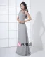 Floor Length Sabrina Neckline Flowers Pleated Chiffon Woman Bridesmaid Dress