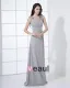 Floor Length Sabrina Neckline Flowers Pleated Chiffon Woman Bridesmaid Dress
