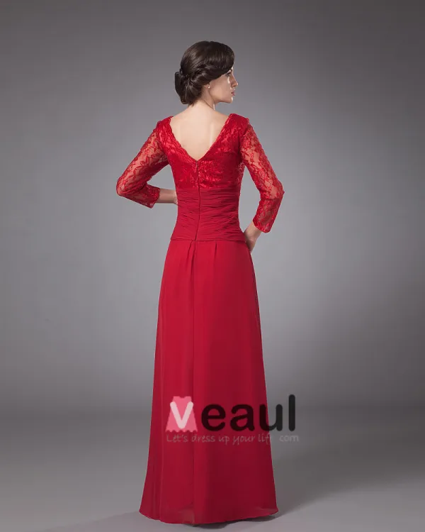 Durable V-Neck Floor Length Chiffon Mothers of Bride Special Guests Dress